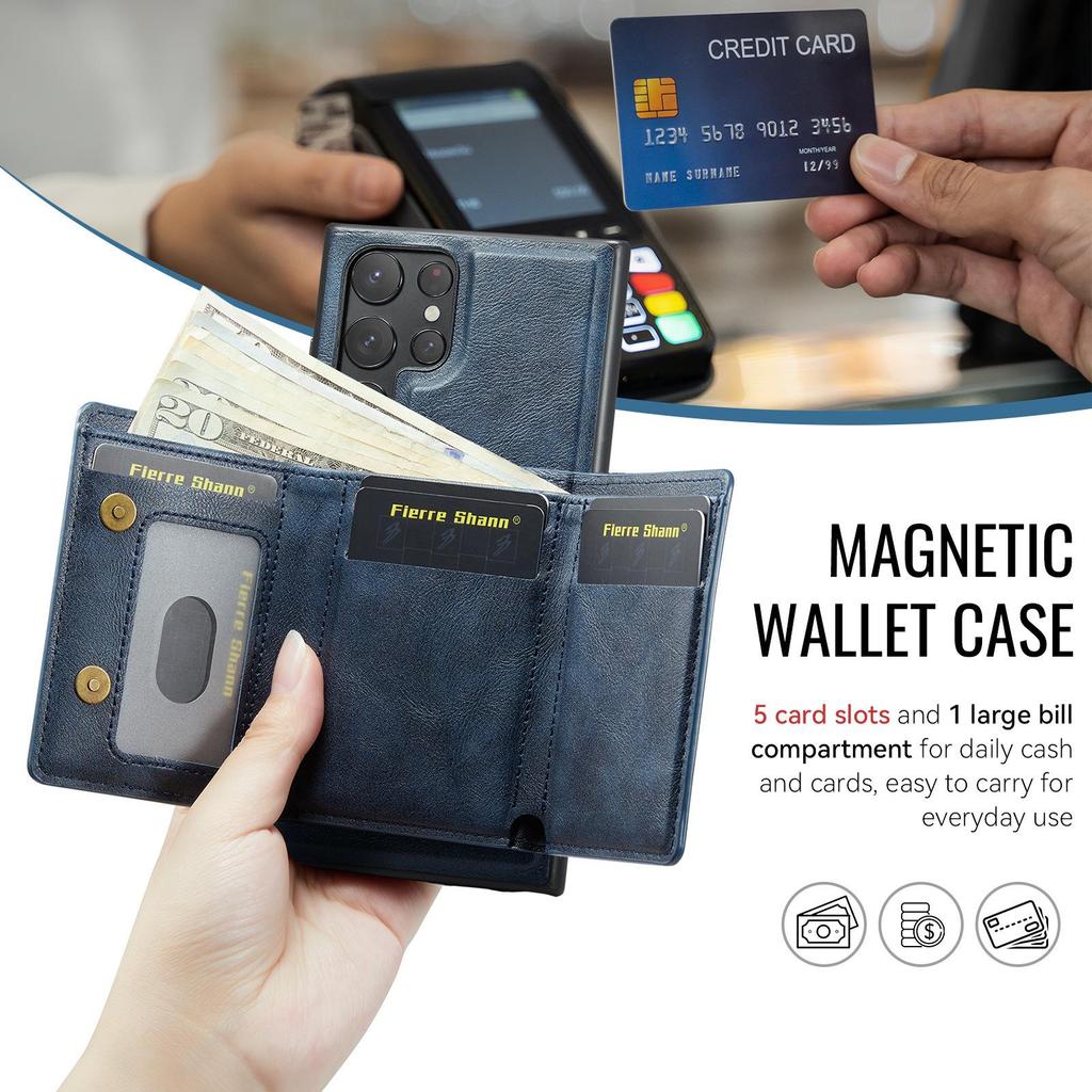 Samsung S25 Ultra Magnetic Card Holder Wallet Case - Drop-Proof with Card Slots, Also Fits S24 Plus