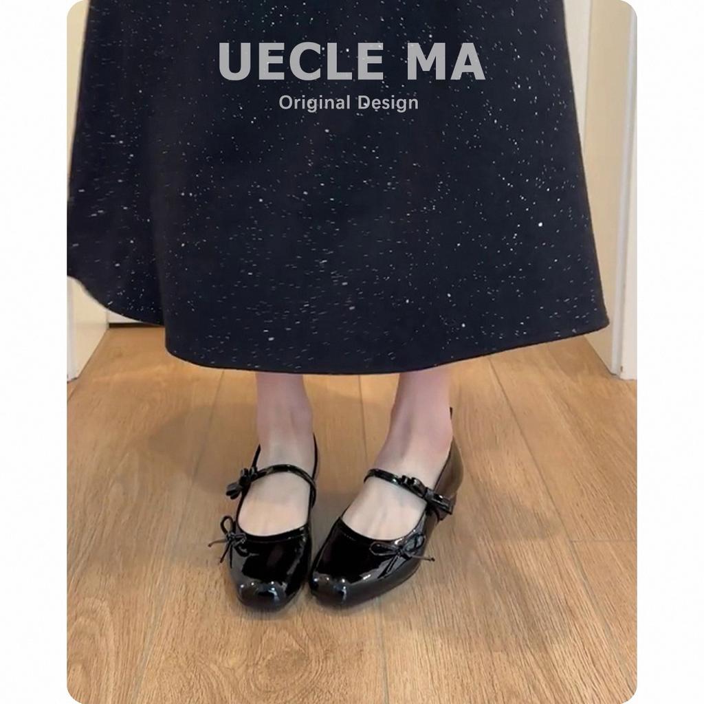 Lambskin~ French Single Shoes Women's Flat Bow Ballet Shoes Light Mouth Evening Shoes Black Retro Mary Jane Shoes