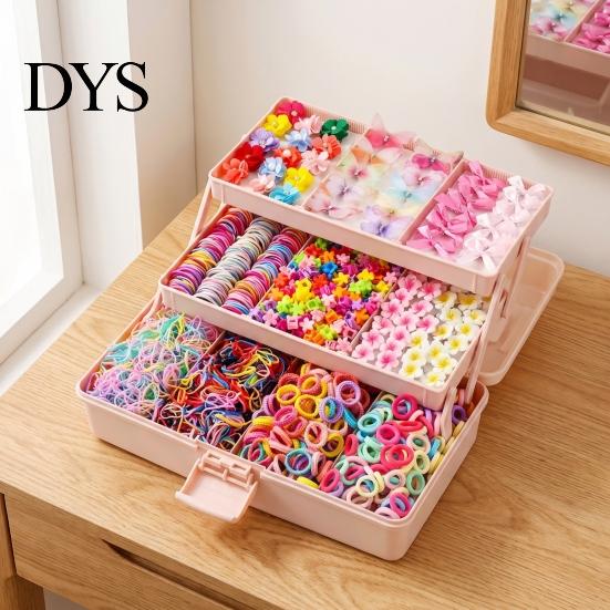 Comfortable Hair Ties for Thick Colorful Elastic Bands Clips Mini Claw Rubber Multiuse Accessories Kit with Box Girls Teens Children, Daily