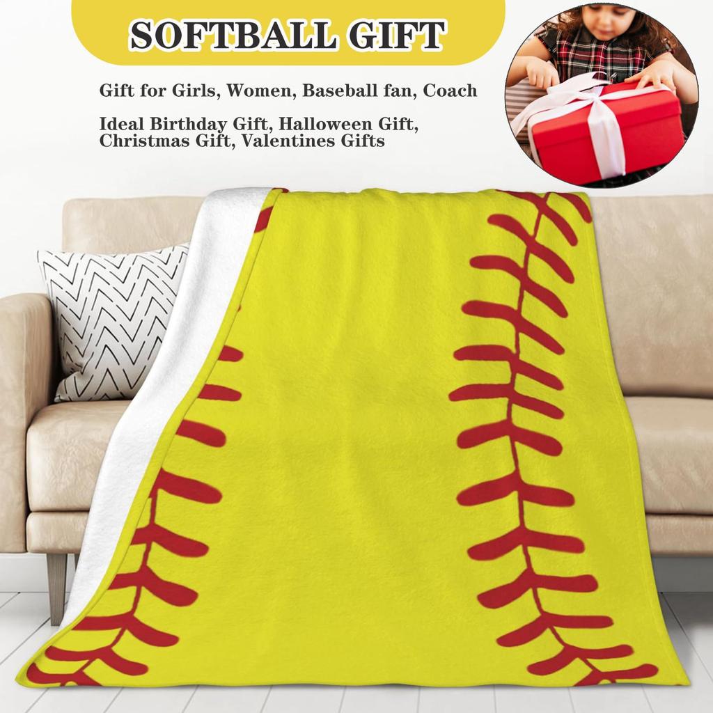 Baseball Strawberry Pattern Blanket Flannel Soft Comfort Home Blanket Warm Blanket Birthday Holiday Gift