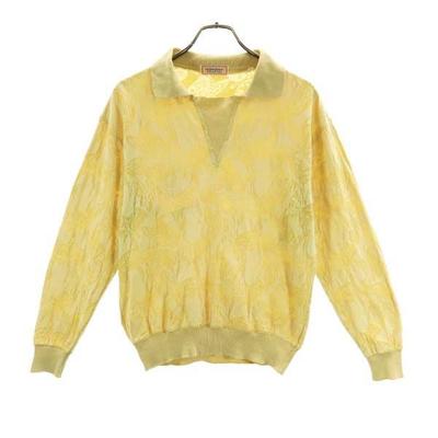 Overall Handle Long Sleeve Knit Polo Shirt M Yellow Men's Used