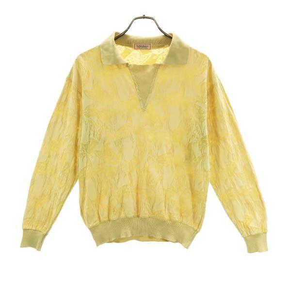 Yves Saint Laurent Overall Handle Long Sleeve Knit Polo Shirt M Yellow Men's Used