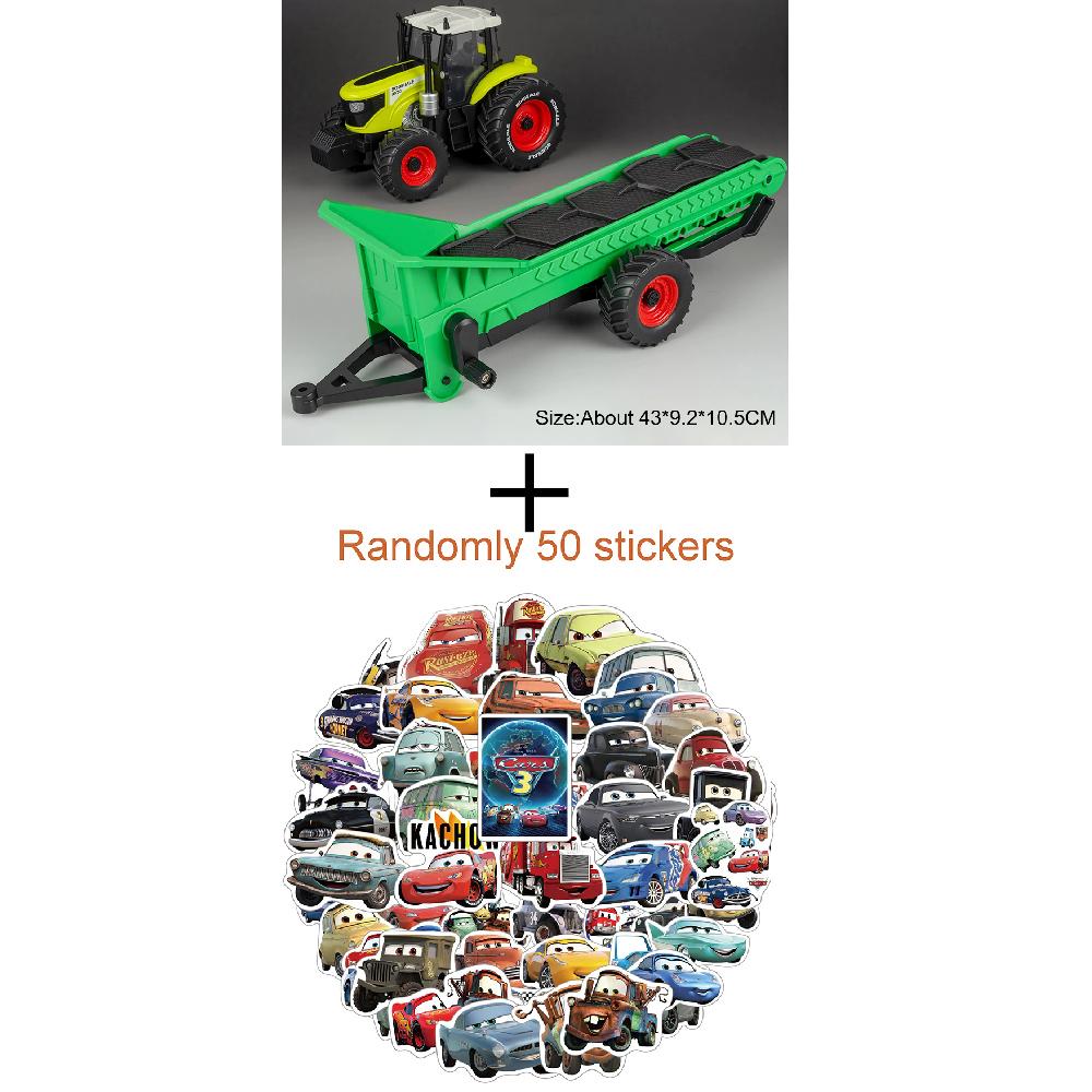 1:24 Scale Agricultural Conveyor Belt Alloy Tractor Model Toy Metal Body Rubber Tire Wheel Steering Miniature Models Hobby Gifts