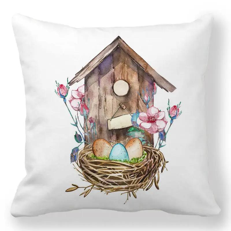 Easter Bunny Cushion Cover Easter EggHoliday Decoration Home Sofa Throw Pillowcase Easter Party Cushion Cover Square 45X45 Cm
