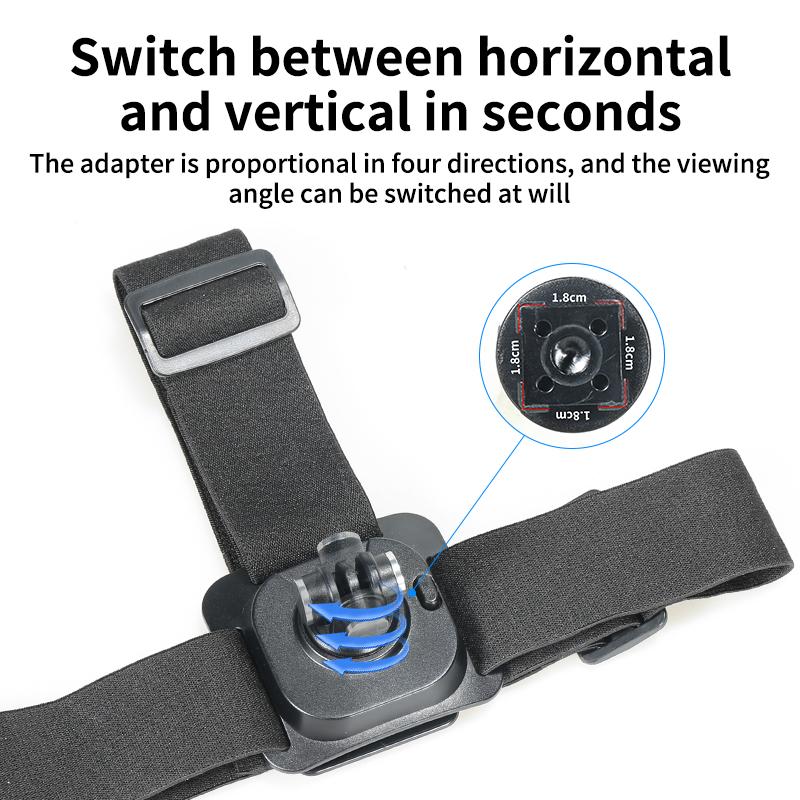 For Action Camera Headband Three-strip Glue Fixed Headband Gopro DJI Quick-release 360-degree Anti-slip Headband