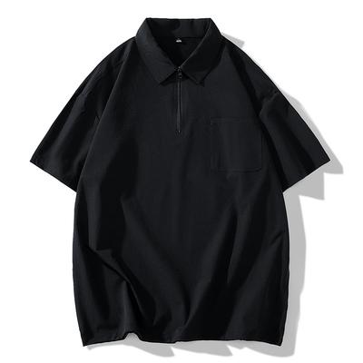 Polo de vară vintage pentru bărbați din mătase de gheață, cu culoare uni și top cu mânecă scurtă, tricou lejer casual cu mânecă scurtă