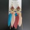 Trendy Ethnic Retro Multicolor Feather Beaded Circle Dangle Earrings