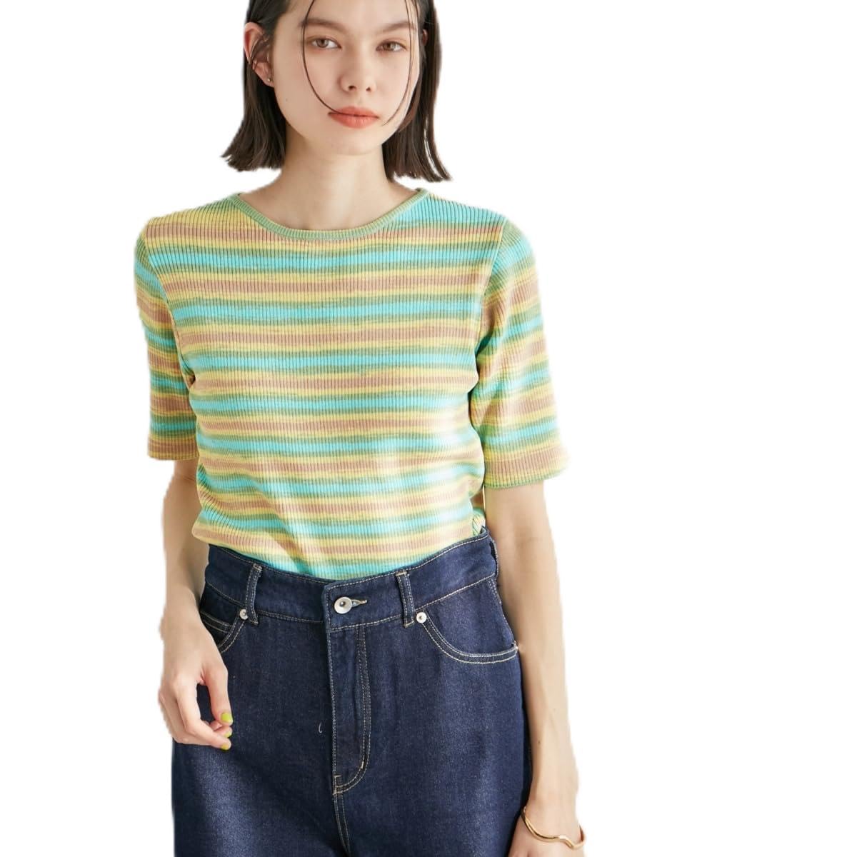 

ROPE PICNIC Gradient Knit Half Light Green 38 Women s Pullover, Sleeve, (33)