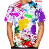 Summer Round Neck 3D Graffiti Print Top Fashionable Casual Short Sleeved Men's T-shirts