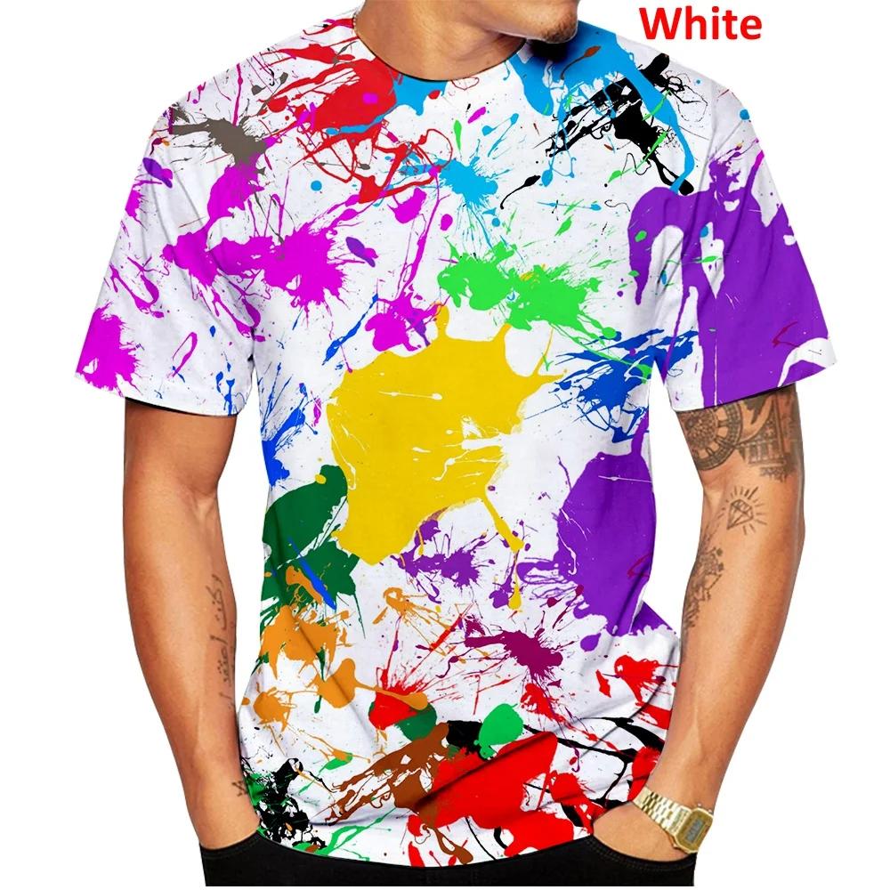 Summer Round Neck 3D Graffiti Print Top Fashionable Casual Short Sleeved Men's T-shirts