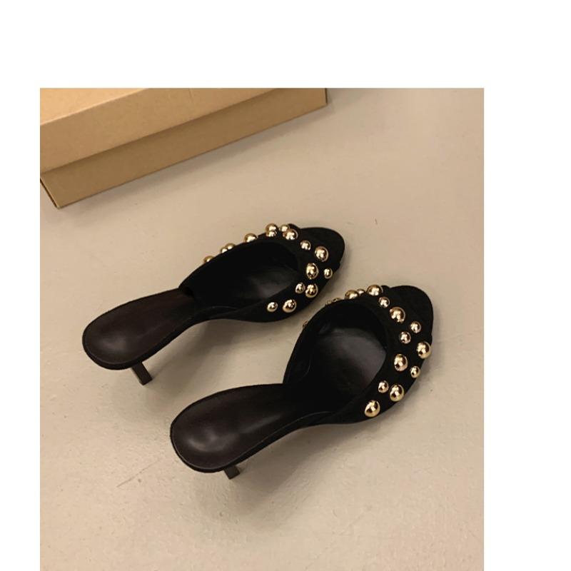 Summer Women's Open-toed Luxury Women's Sandals Sexy Riveted Retro Decorative Party Dinner Women's Stiletto Heels Plus Size 42