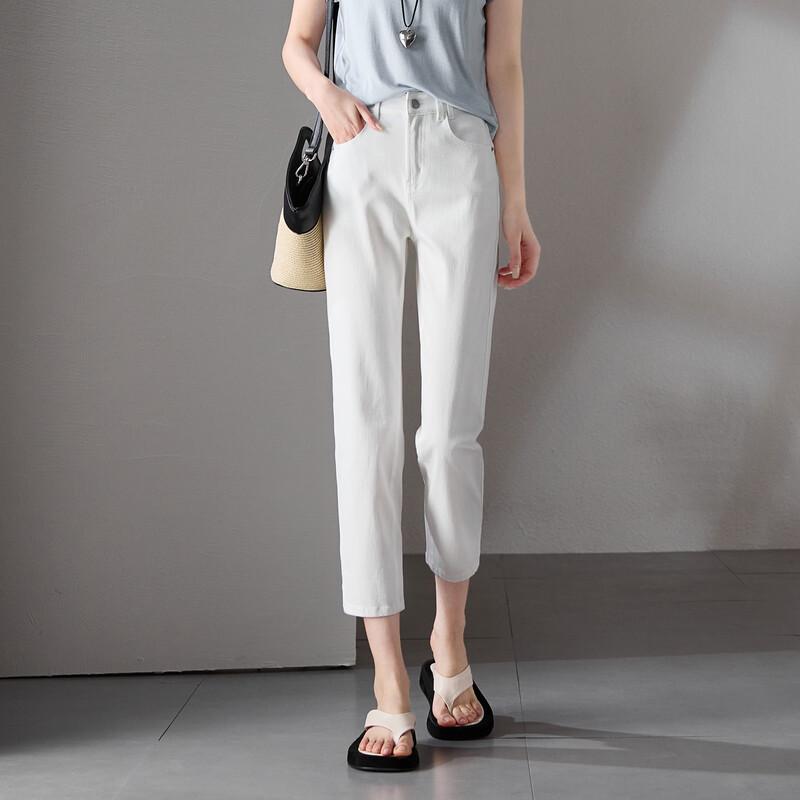 SOFSIL Women s High-Waist White Cropped Skinny Jeans 26/S