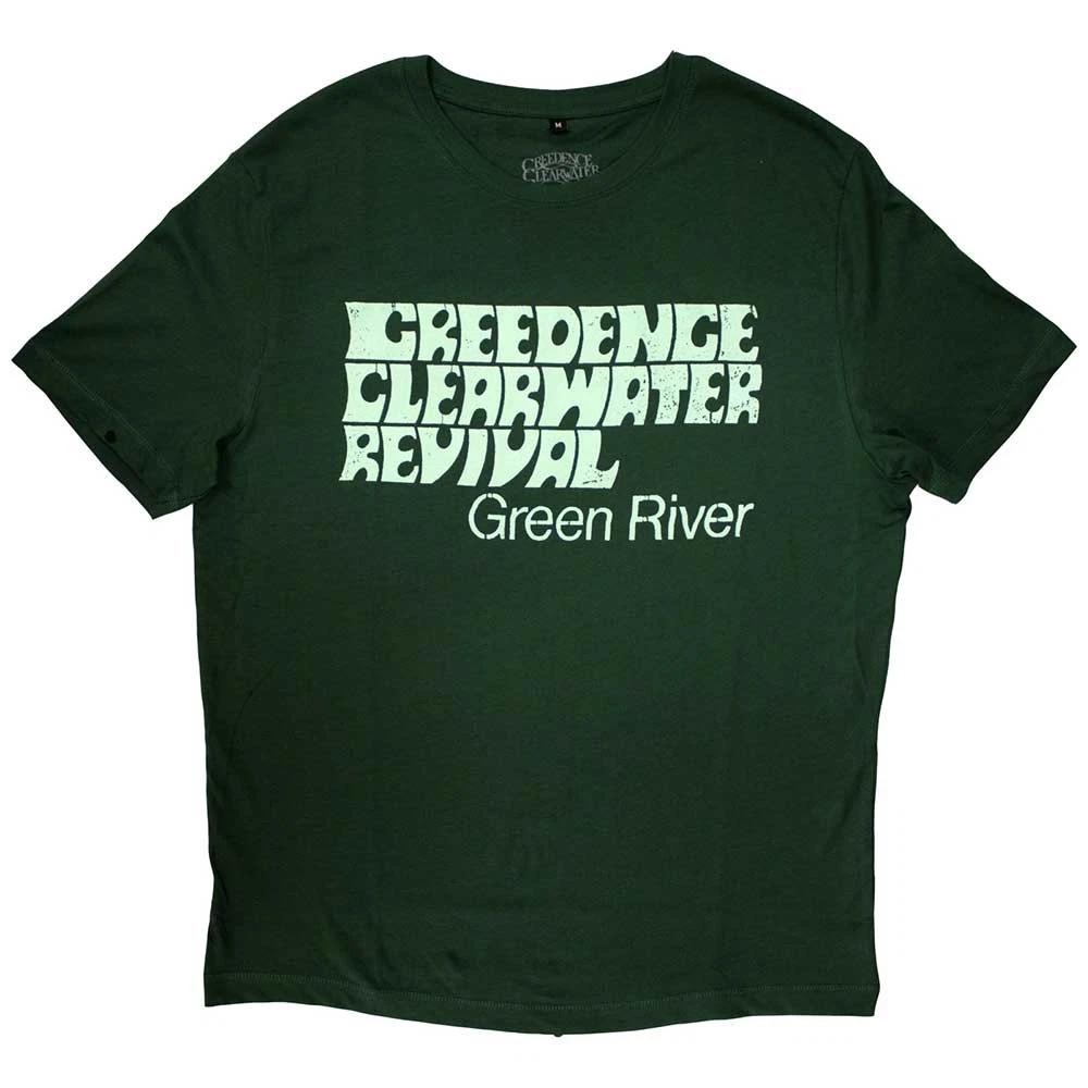 Creedence Clearwater T Shirt Green River Band Logo Official Mens Irish Green M