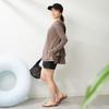 Rash Back Frill Over UV Brown Size Size L Spo-Pan Women's Guard, Hoodie, Amphibious, 95% Protection, Moisture-Wicking, Quick-Drying, Beige, 314061,
