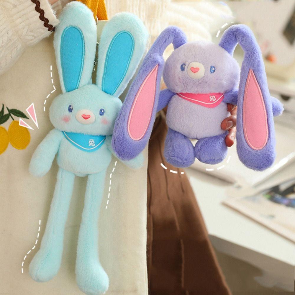 

Pull Handle Rabbit Pulling Ears Rabbit Plush Toy Rabbit Plush Doll Keyring Backpack Pendant синий