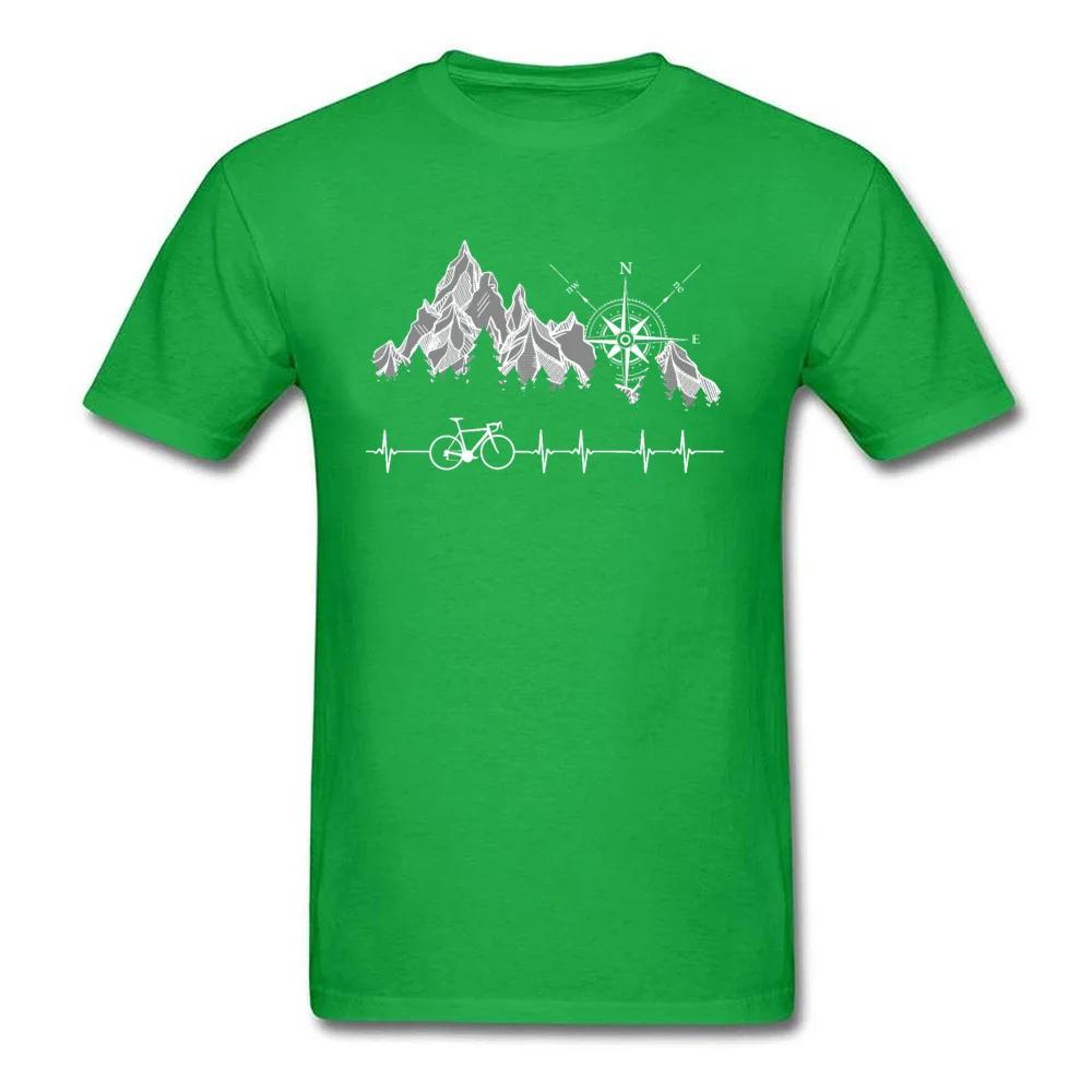 Cycle Life Heartbeat Biker Tshirt Mountain Forest Hiking Printed Tops & Tees Compass Bike Casual Funny T-shirts 100% Cotton