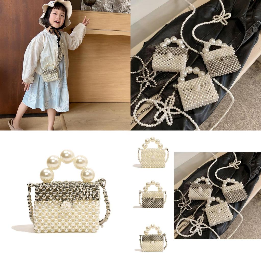 Stylish Pearl Childrens Crossbody Bag With Color Block Design For Kids Summer Fashion
