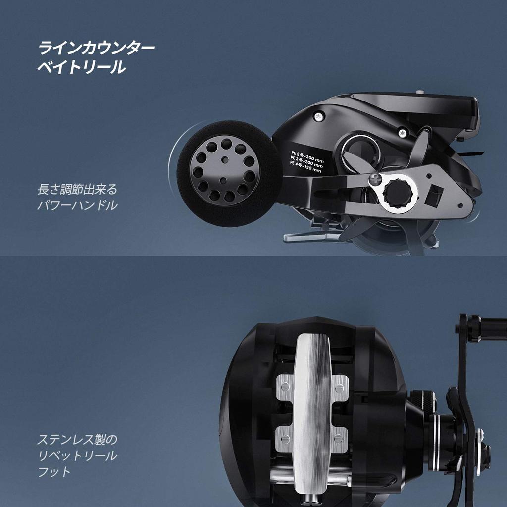 WATACHAMP Drop Shot Baitcasting Reel with Line Replaceable Large Capacity Shore Night Sea Tai Rubber Boat Baitcasting Horse Rockfish Counter, LED,