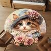 1PC Cat Flowers Office Round Area Rug, Under Office Chairs Bedroom Living Room Home Decor, Carpet for Office -1110070