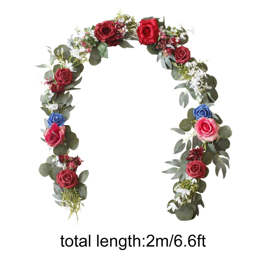 Umělý věnec ratan Faux eukalyptové listy vinná réva Falešná závěsná květina pro svatební oblouk Domácí dekorace 2m Modrá