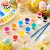 Non-Toxic Paint 1 Set 12 Colors Mini Acrylic Paints with Brushes And Palette, 2ml Per Cup, Kids & Adults Craft Paint, Strips for DIY Crafts,