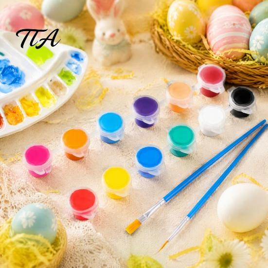 Non-Toxic Paint 1 Set 12 Colors Mini Acrylic Paints with Brushes And Palette, 2ml Per Cup, Kids & Adults Craft Paint, Strips for DIY Crafts,