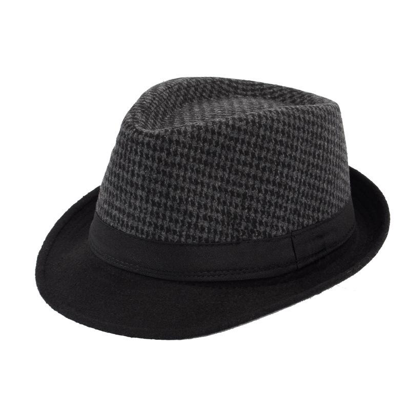 Men's Korean Style Black Wool Fedora - British Jazz Hat for Spring & Autumn