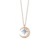 Women's Gold Pendant Necklace with Star and Moon Design—Versatile Clavicle Chain