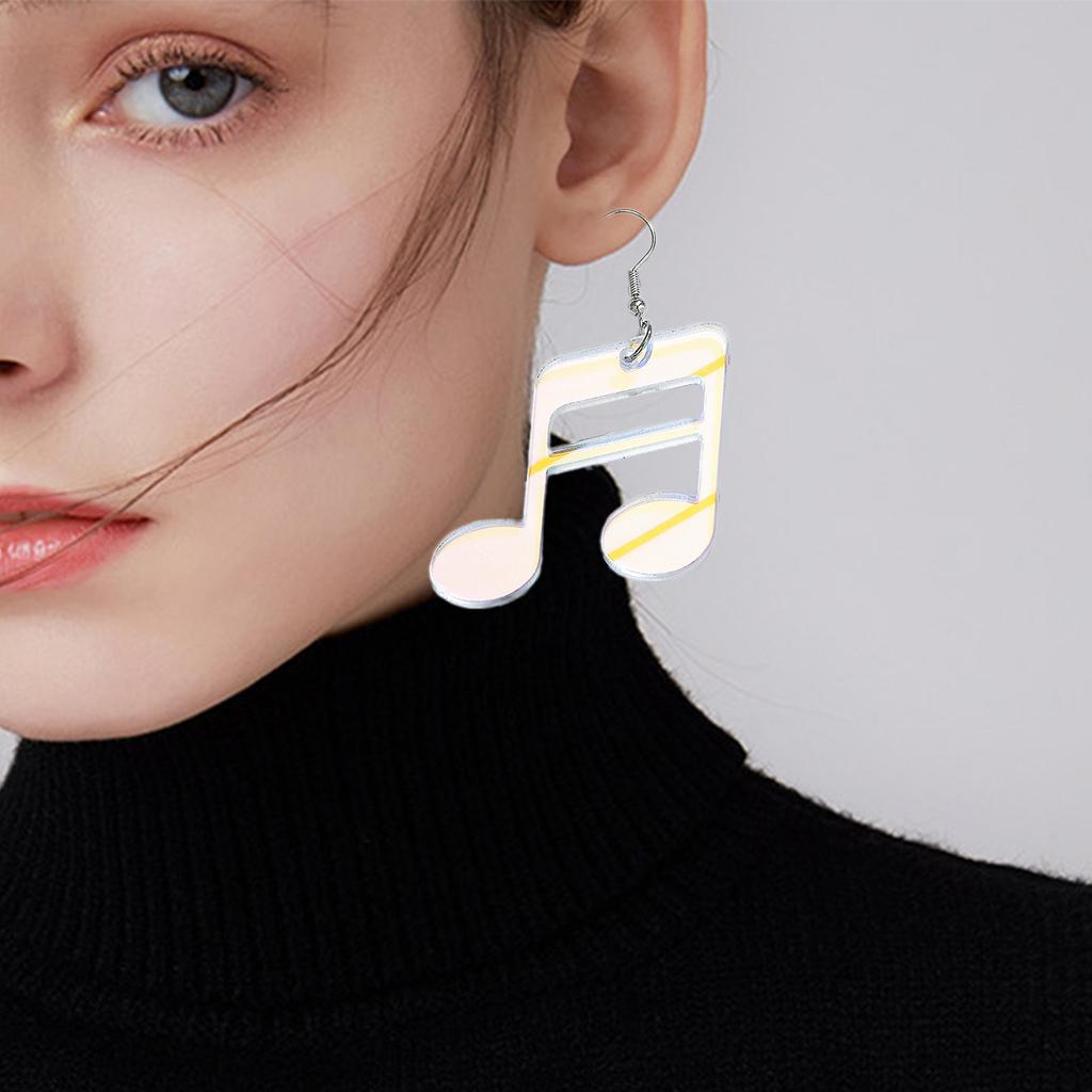 Black Acrylic Pendant Earrings Colorful Musical Notes Studs Earrings Fashionable Statement Jewelry for Women Girls