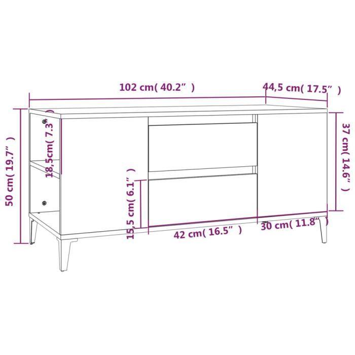 VidaXL Meuble TV Blanc 102x44,5x50 cm Bois d'ingénierie 819604