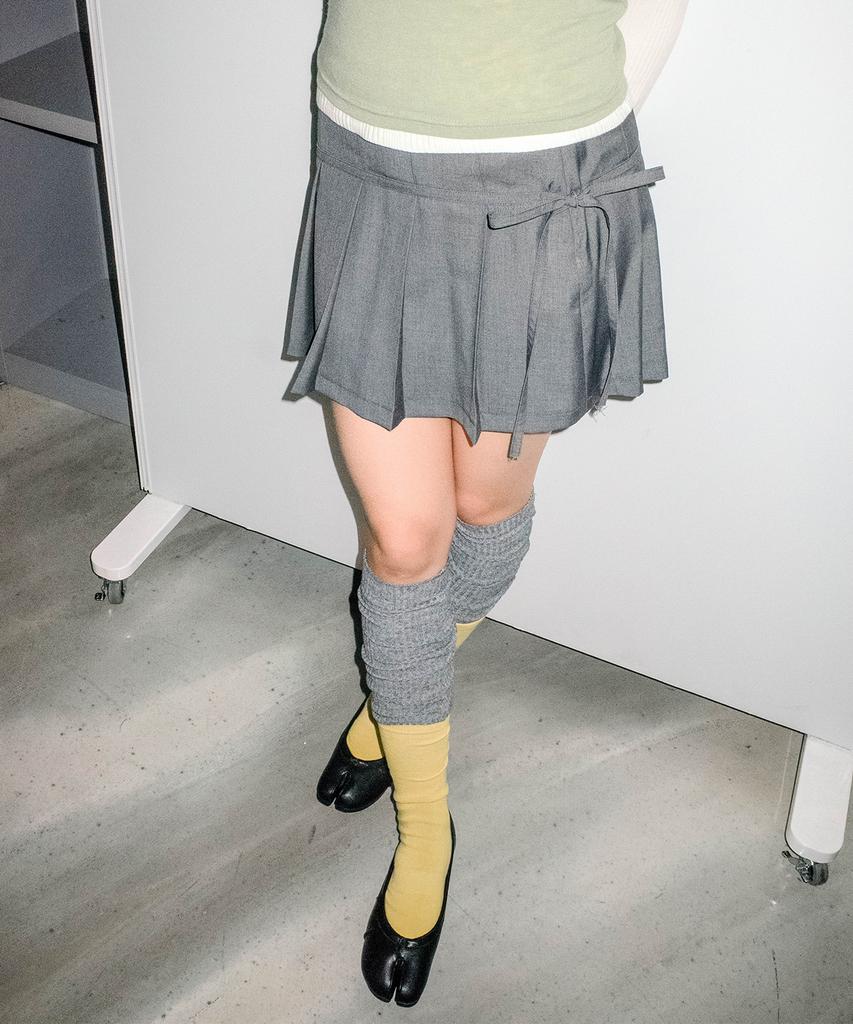 Chix Strap Pleated Mini Skirt Charcoal