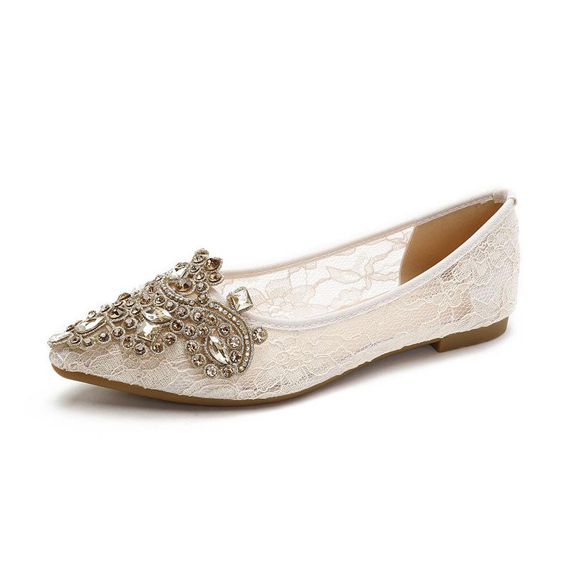 

Fashion Wedding Shoes Womens 2025 Summer New Lace Hollow Breathable Womens Shoes Flat Wedding Bride Shoes Large Size 35-43 43 абрикосовый