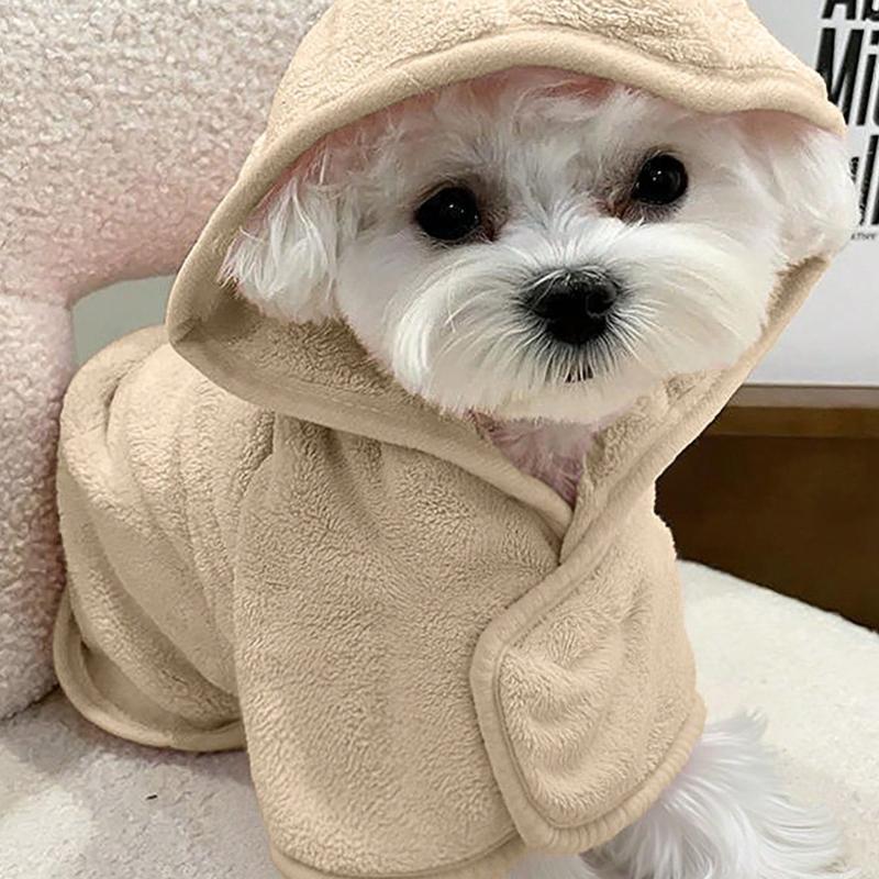 1 pièce Robe de bain pour animal de compagnie avec capuche, Plusieurs tailles et couleurs disponibles, Serviettes pour chiots, Serviettes pour animaux de compagnie, Accessoires pour chiens, Serviettes pour chats, Serviettes pour chiens