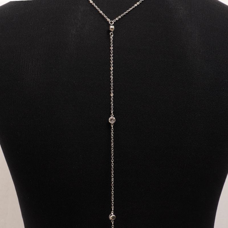 

Изысканное ожерелье-бодичейн со стразами и открытой спиной для женщин 51cm-80cm серебряный