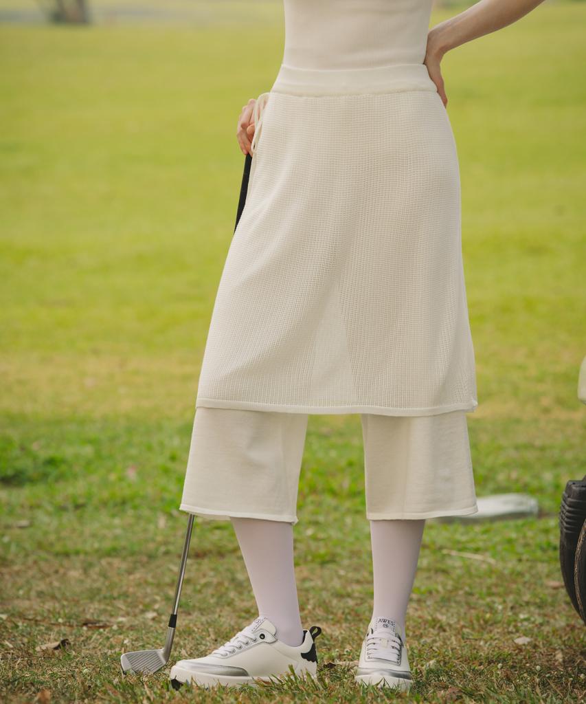OBER GOLF Knit Wrap Layered Half Pants (Ivory)