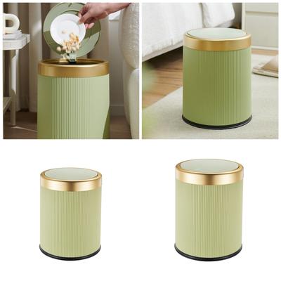 Round Flip Top Waste Bin for Home Office Use Press Trash Can with Lid Durable Plastic Wastbasket Garbage Container