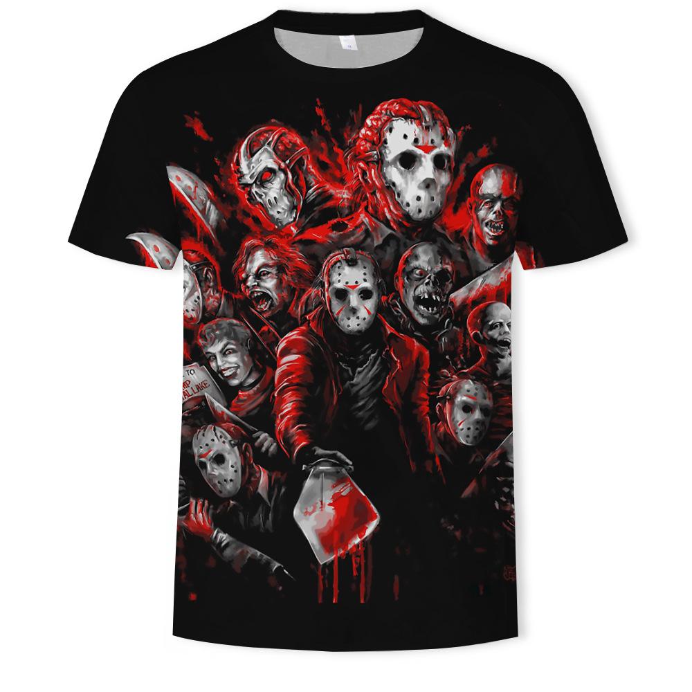 Summer Round Neck 3D Joker Resurrection Night Print Top Fashionable Casual Short Sleeved Men's T-shirts