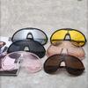 Integrated Conjoined Sunglasses Summer Oversized HD Lens Shades New Y2K Vintage Round Sun Glasses Outdoor Uv Protective Goggles
