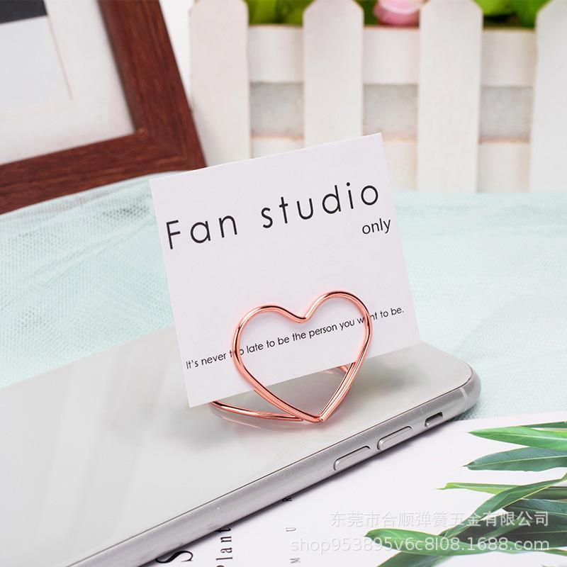 

10Pcs Double Layer Love Heart Shape Memo Holder Desktop Decor Metal Ring Notes Card Clip Placecard Photo Stand,Large Size Rose Gold