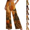 Women's Halloween Print Wide Leg Pants with Pockets for Casual Comfort