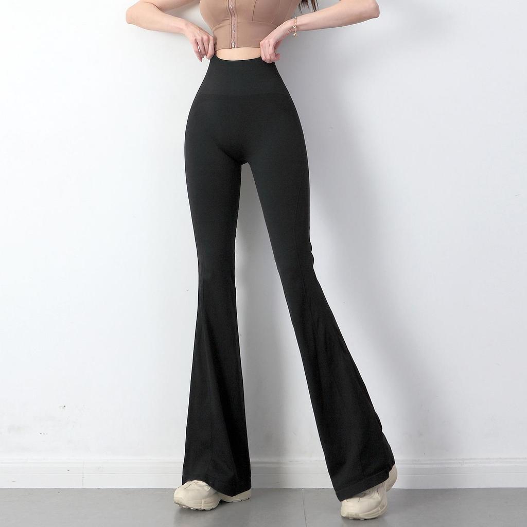 Zheyan's Knitted Seamless Bell-Bottom Yoga Pants: Elastic Fit for Spring/Summer Fitness & Running