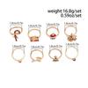 SHIXIN 8pcs Cute Christmas Tree Snowman Elk Rings Set Women Creative Rhinestone Gold Color Finger Rings Jewelry Gift Accessories