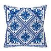 Aquarell Blau Kissenbezug Geometrie Ethnisch Floraler Druck Kissenbezug Modernes Boho Dekor Wohnzimmer Sofa Kissenbezug 45*45cm