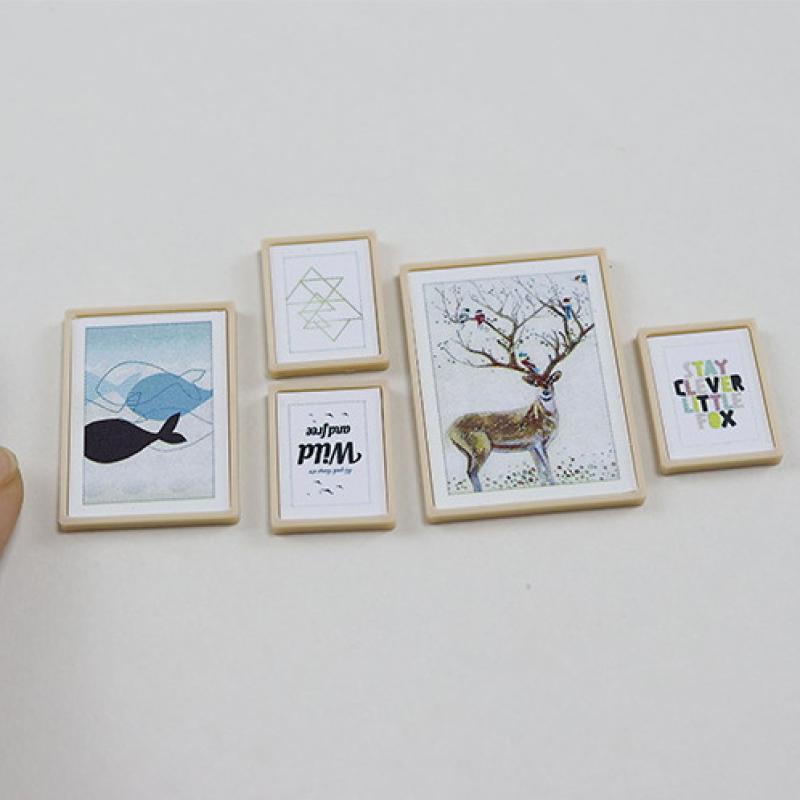 1 Set Doll House Diy Accessories 1:12 Dollhouse Miniature Vintage Mural Photos Wall Picture Scene Decoration