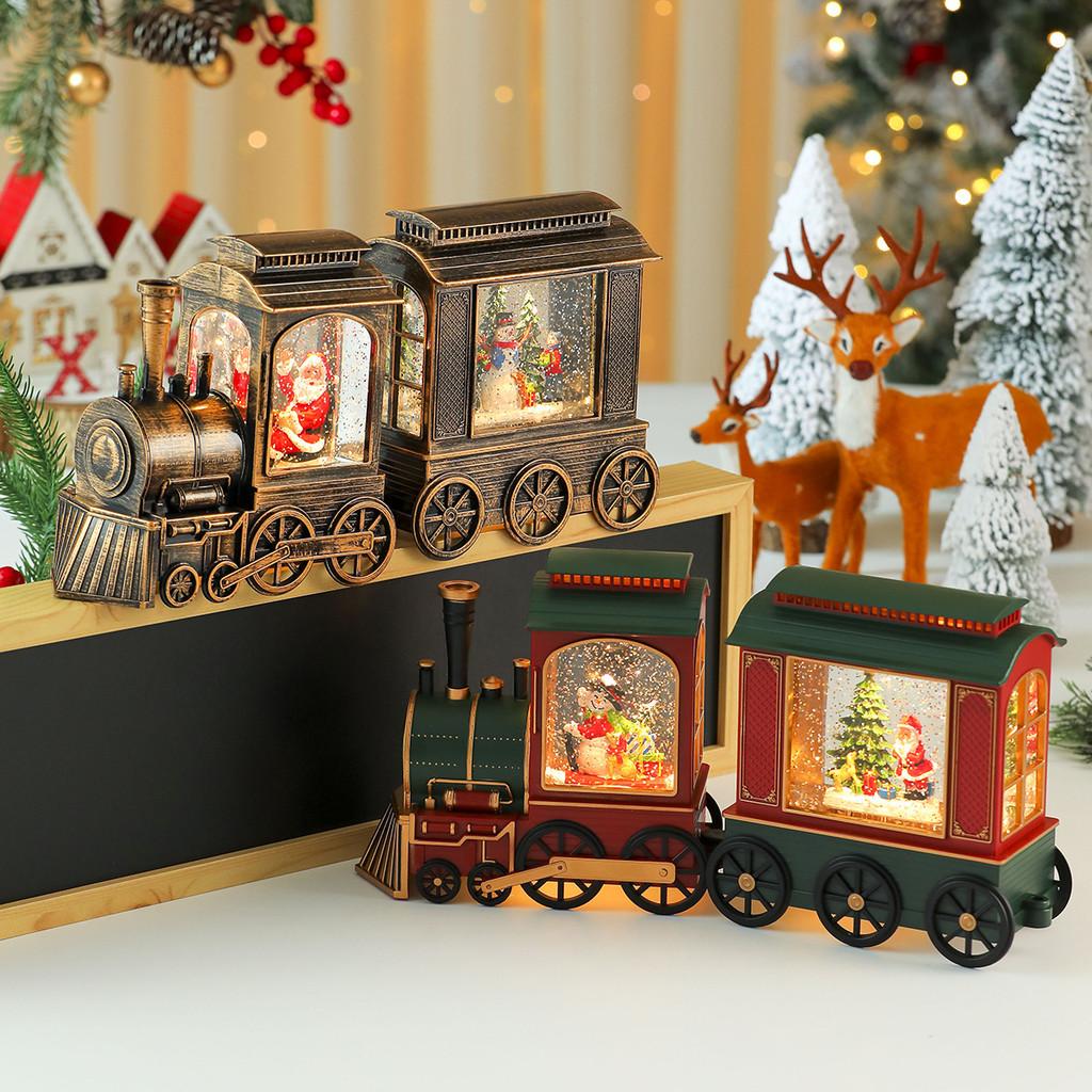 Christmas Santa Claus Train Ornament With Lights And Music Shop Decor Window