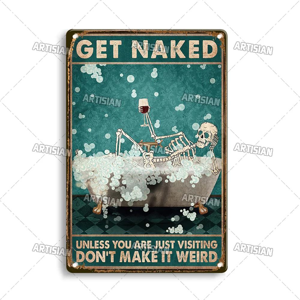 Artisian Your Butt Napkins Skeleton Metal Sign Funny  Tin Plaque Bathroom Toilet Washing Room Decorative Poster Wall Decor