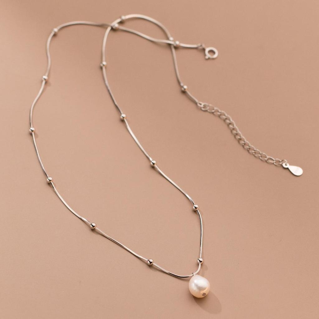 S925 Silver Baroque Pearl Necklace - Minimalist & Versatile Clavicle Chain for Women
