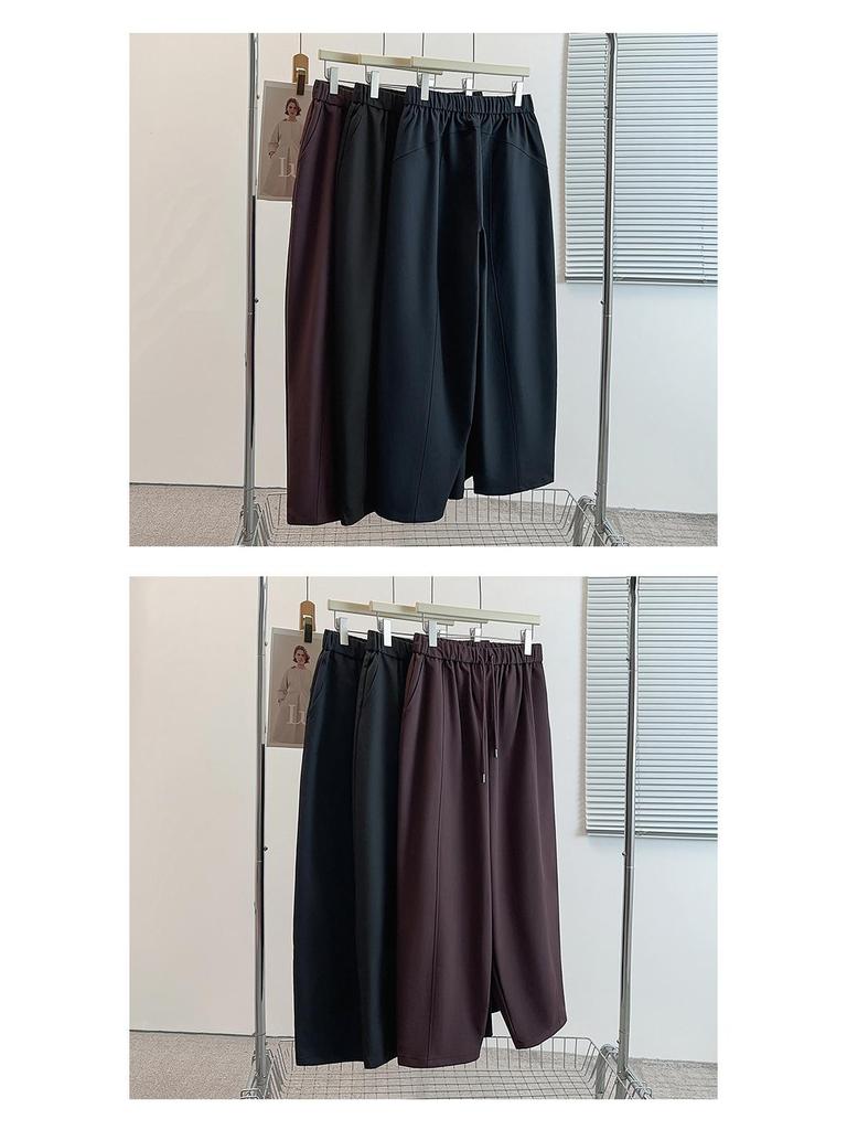 2025 Autumn Plus Size High Waist Loose Casual Twill Satin Pants for Women - Slimming, Versatile, and Long Fit