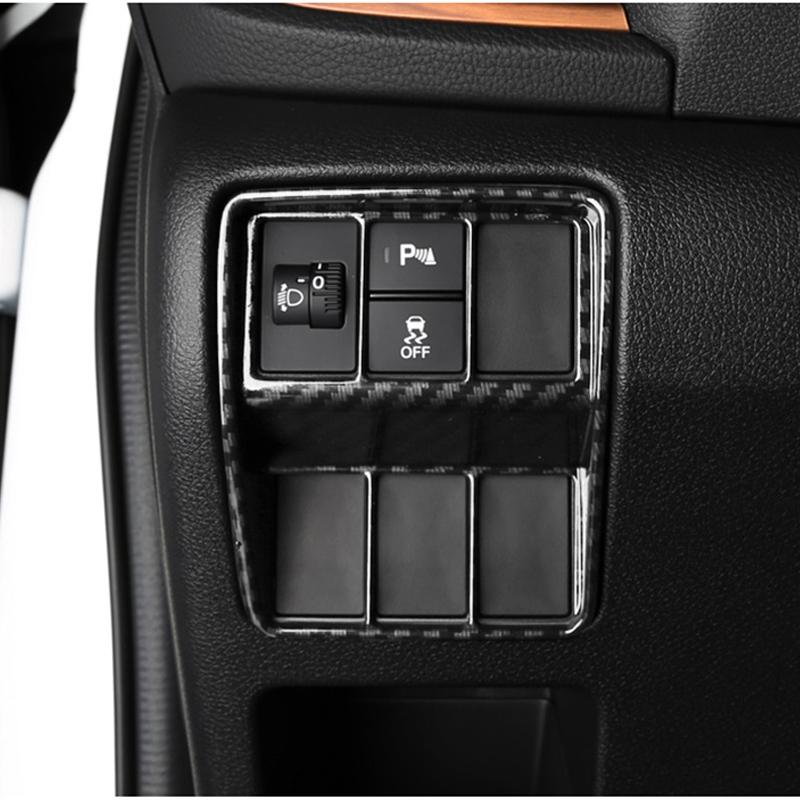 For Honda CRV 2017 2018 2022 ABS Carbon Headlight Switch Decorative Stickers Car Decoration Stickers Accessories