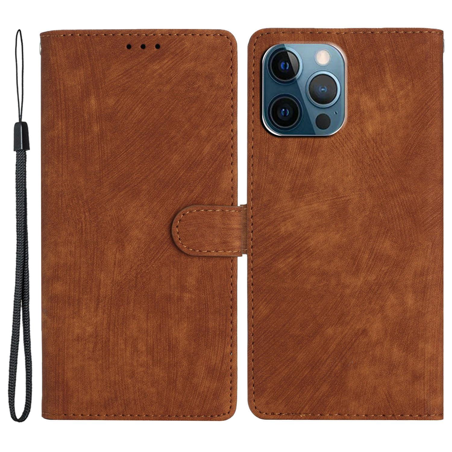 

For iPhone 15 Pro Max PU Leather Mobile Phone Case Wallet Stand Skin-touch Phone Cover Brown